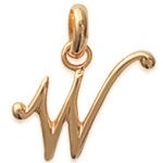 Pendentif en plaqué or jaune 18 carats. Lettre W.