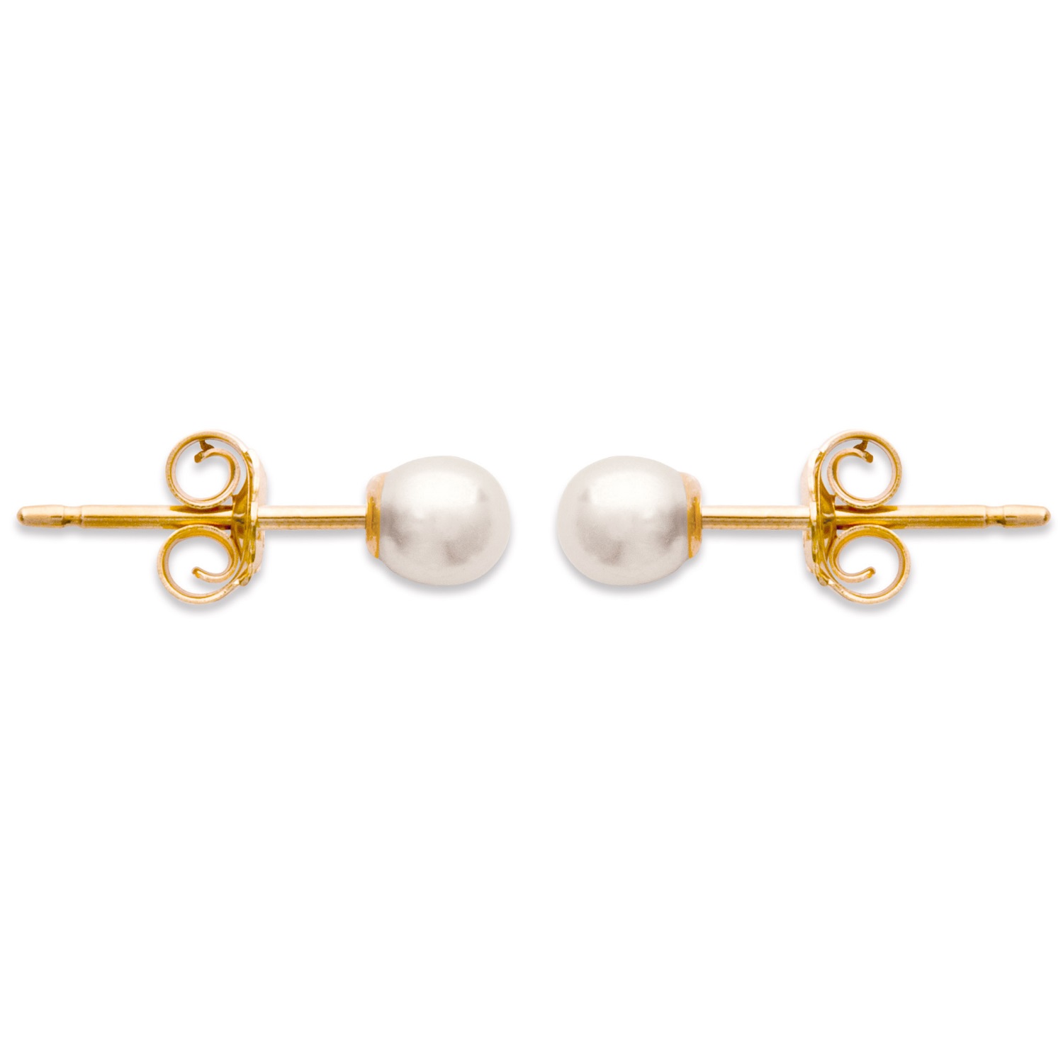 Boucles d'oreilles plaqué or 18 carats surmontées de perles d'imitation nacrées. Boule Perle  Adulte Enfant Femme Fille Indémodable Mariage 