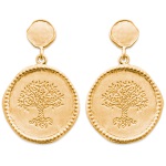 Boucles d'oreilles pendantes au motif arbre de vie en plaqué or 18 carats avec fermoir tige/poussettes.