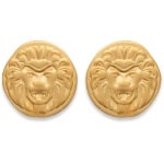 Boucles d'oreilles puces tête de lion en plaqué or.