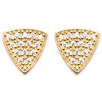 Boucles d'oreilles puces triangles en plaqué or 18 carats et oxydes de zirconium.