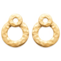 Boucles d'oreilles pendantes double cercles au motif martelé en plaqué or 18 carats.