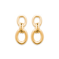 Boucles d'oreilles pendantes composées de deux cercles ovales en plaqué or jaune 18 carats.