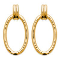 Boucles d'oreilles pendantes en forme de cercle ovale en plaqué or jaune 18 carats.