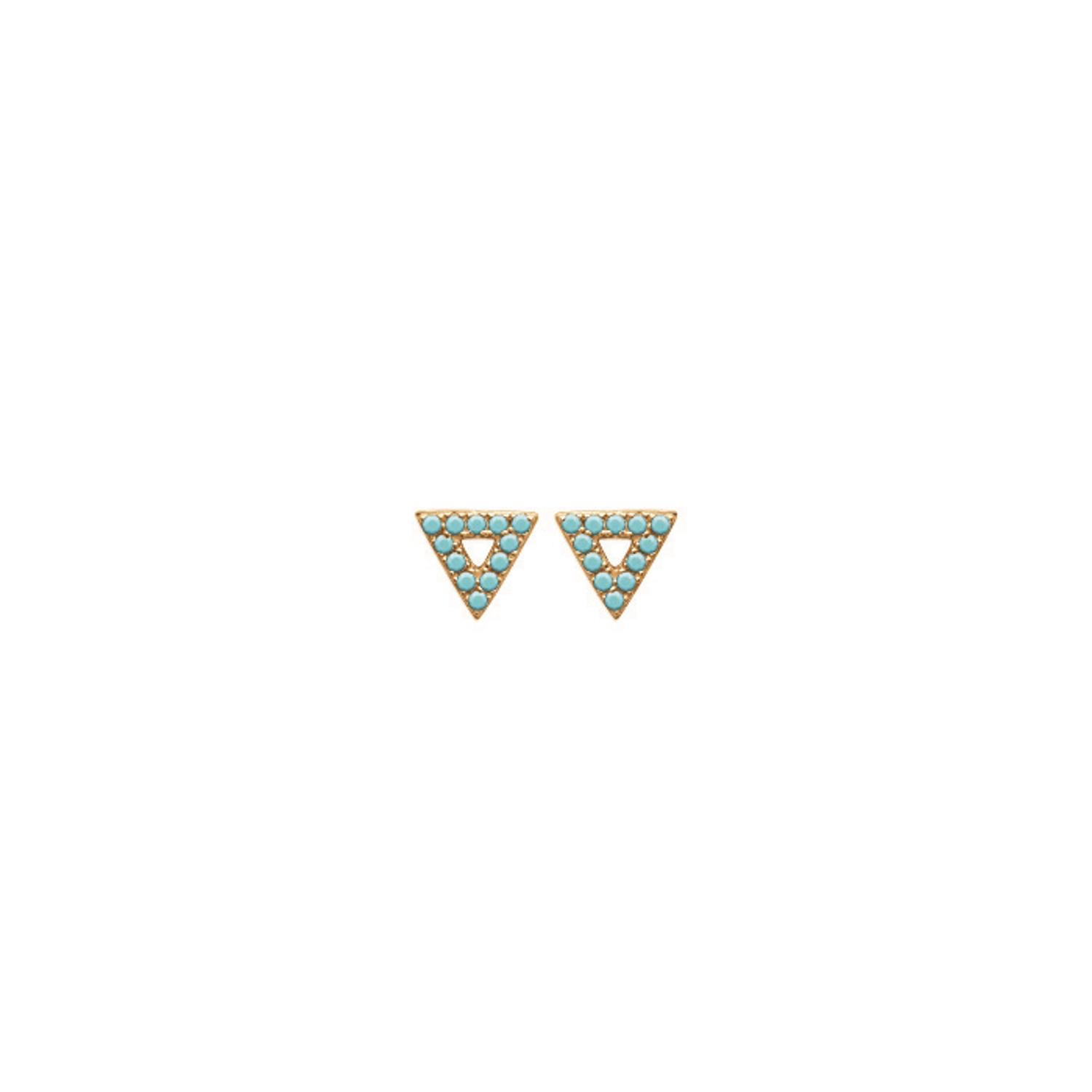 Boucles d'oreilles triangles en plaqué or jaune 18 carats serties de pierres d'imitation turquoise. Triangle Turquoise  Adolescent Adulte Femme Fille Indémodable 