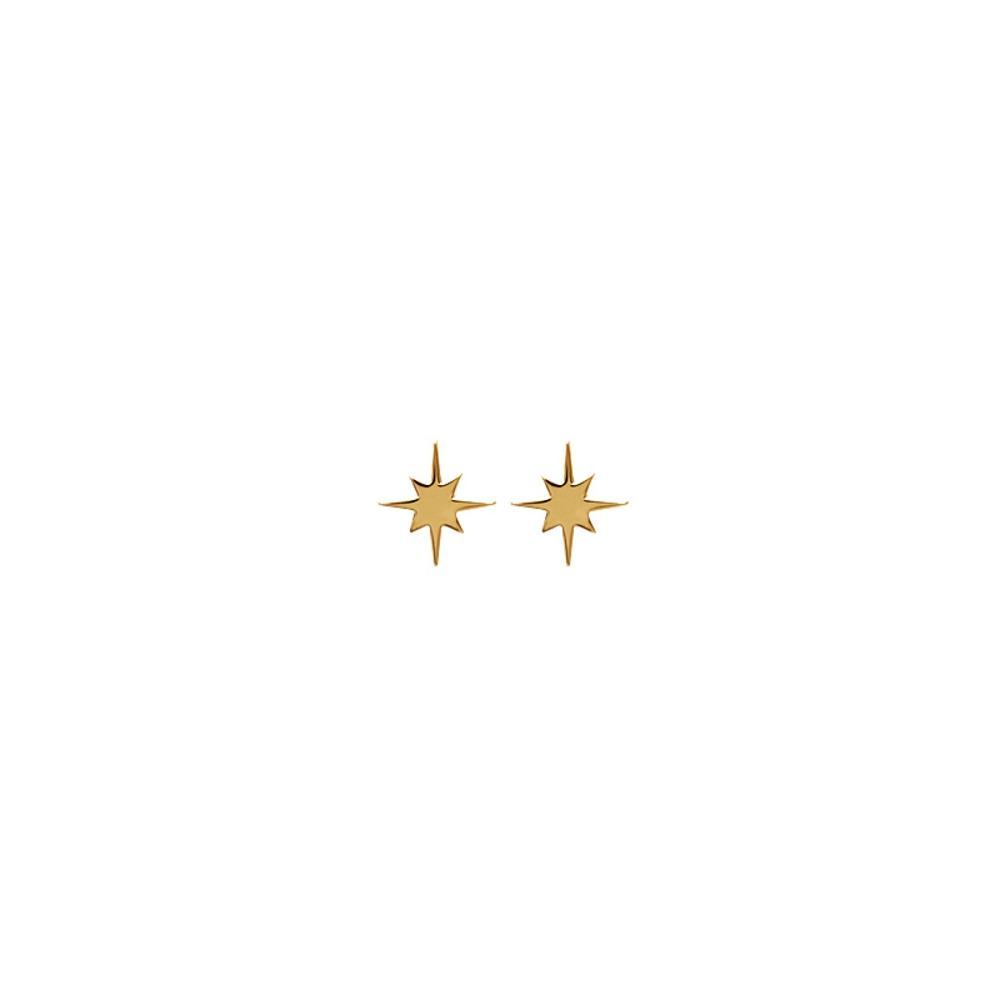 Boucles d'oreilles étoiles en plaqué or jaune 18 carats. Etoile  Adolescent Adulte Femme Fille Indémodable 