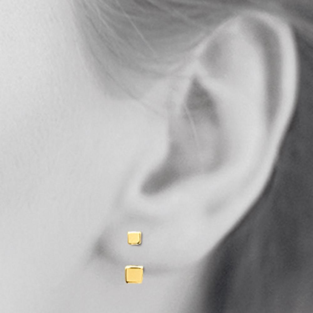Boucles d'oreilles en plaqué or. Carré Pendantes  Adolescent Adulte Femme Fille Indémodable 