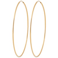 Grandes boucles d'oreilles créoles fil rond et fin en plaqué or 18 carats.