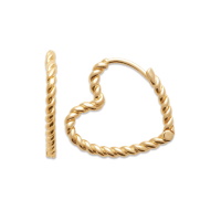 Boucles d'oreilles créoles en forme de cœur au fil tressé en plaqué or jaune 18 carats.