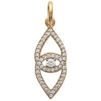 Pendentif de deux gouttes entrelacées en plaqué or 18 carats pavé d'oxydes de zirconium et au milieu un oxyde de zirconium serti 4 griffes.