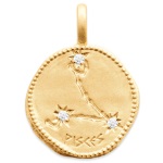 pendentif avec motif de la constellation du signe du zodiaque Poisson (Pisces en latin) en plaqué or et oxydes de zirconium.