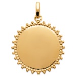 Pendentif rond en plaqué or 18 carats en forme de soleil.