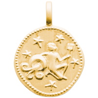 Pendentif signe du zodiaque verseau en plaqué or.