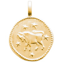 Pendentif signe du zodiaque taureau en plaqué or.