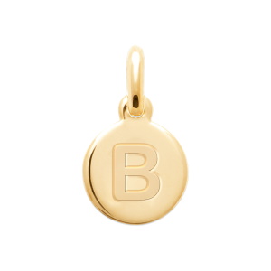 Pendentif pastille ronde gravé de la lettre B en plaqué or jaune 18 carats. Vendu sans la chaîne.
