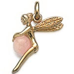 Pendentif en plaqué-or et quartz rose.