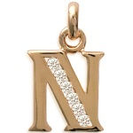 Pendentif en plaqué-or et oxyde de zirconium. Lettre N.