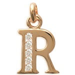 Pendentif en plaqué-or et oxyde de zirconium. Lettre R.