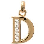 Pendentif en plaqué-or et oxyde de zirconium. Lettre D.