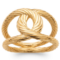 Bague anneaux rigides entrelacés en plaqué or jaune 18 carats.