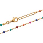 Bracelet en plaqué or jaune 18 carats avec des perles multicolores en émail coloré.