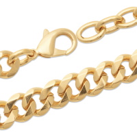 Bracelet chaîne grosse maille en plaqué or jaune 18 carats. Fermoir mousqueton avec 2 cm de rallonge.