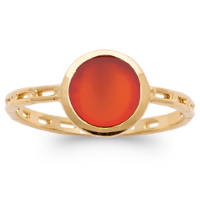 Bague en forme de chaîne en plaqué or jaune 18 carats surmontée d'une véritable pierre d'agate rouge sertie clos.