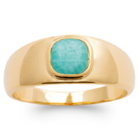 Bague en plaqué or jaune 18 carats surmontée d'une véritable pierre d'amazonite sertie clos.