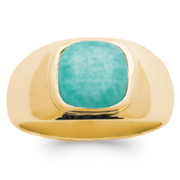 Bague en plaqué or jaune 18 carats surmontée d'une véritable pierre d'amazonite sertie clos.