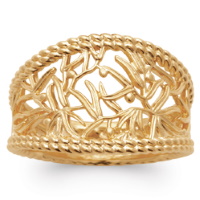 Bague avec motifs de branches ajourés en plaqué or jaune 18 carats.