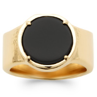 Bague en plaqué or jaune 18 carats sertie griffes d'une pierre onyx d'imitation.