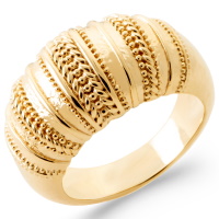 Bague bombée avec motifs en plaqué or jaune 18 carats.