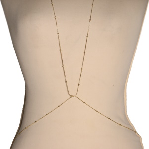 Collier de corps composé d'une chaîne boules et d'une chaîne de taille avec boules en acier doré.<br/Fermoir mousqueton avec 5 cm de rallonge pour le collier et 28 cm de rallonge pour la taille.