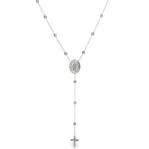 Affirmez votre style avec ce magnifique collier chapelet, une pièce intemporelle qui allie tradition et modernité. Conçu en acier inoxydable de haute qualité, ce bijou se distingue par sa finesse et son éclat durable. Le centre est orné d'une médaille miraculeuse ovale, reliée à une chute verticale se terminant par une croix latine classique et épurée. Un mousqueton sécurisé accompagné d'une chaînette d'extension, permettant d'ajuster parfaitement la taille à votre morphologie.