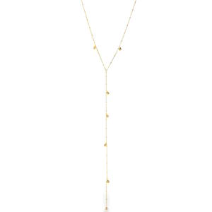 Affirmez votre élégance avec ce collier lariat (ou collier cravate) au design minimaliste et raffiné. Conçu en acier inoxydable de haute qualité, ce bijou allie la finesse d'une chaîne délicate à la modernité d'une silhouette longiligne. La chaîne est ponctuée de délicates pampilles en forme de gouttes d'eau polies, réparties harmonieusement le long du cou et de la chute pendante. Un mousqueton sécurisé accompagné d'une chaînette d'extension, permettant d'ajuster parfaitement la taille à votre morphologie.