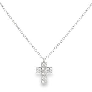 Ce délicat collier est orné d'un pendentif en forme de croix en acier argenté, serti de strass taille brillant qui captent magnifiquement la lumière. Un bijou raffiné qui allie spiritualité et élégance, parfait pour ajouter une touche de brillance discrète à votre quotidien ou pour offrir en symbole d'affection et de foi.