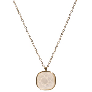 Collier composé d'une chaîne en acier doré et d'un pendentif serti d'un cristal. Fermoir mousqueton avec 5 cm de rallonge.
