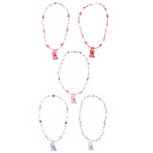 Collier fantaisie élastique composé de perles multicolores dont certaines pavées de strass et d'un pendentif en forme de chat. 5 coloris différents. Votre préférence en commentaire. Vendu à l'unité.