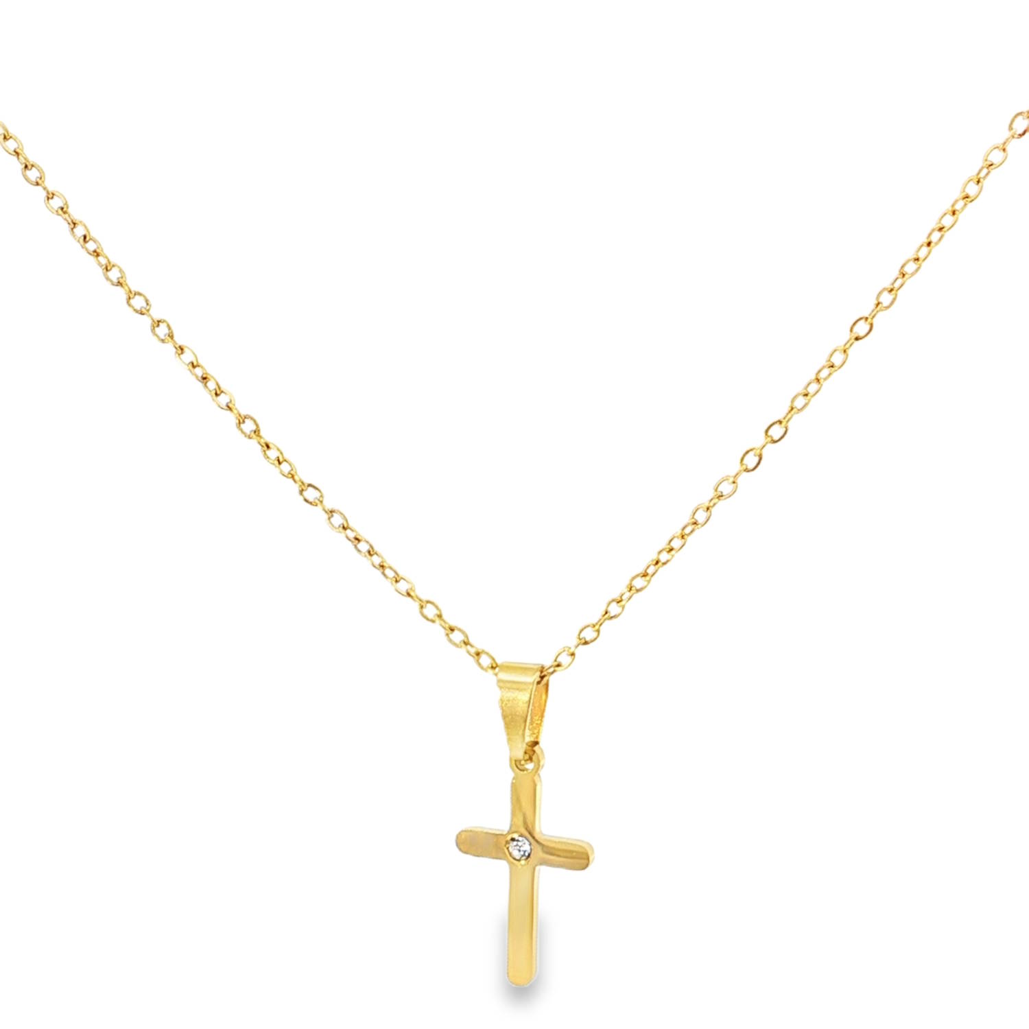 Découvrez ce délicat collier acier doré, orné d'un pendentif croix subtilement illuminé par un strass de taille brillant.<br/>Le strass, taillé avec une précision experte, réfléchit la lumière avec une clarté exceptionnelle.<br/>Un bijou intemporel qui allie spiritualité et élégance, parfait pour ajouter une touche de lumière discrète à votre quotidien.<br/>Fermoir mousqueton avec 5 cm de rallonge. Croix Strass Adolescent Adulte Femme Fille Indémodable Religion Découvrez ce délicat collier acier doré, orné d'un pendentif croix subtilement illuminé par un strass de taille brillant.<br/>Le strass, taillé avec une précision experte, réfléchit la lumière avec une clarté exceptionnelle.<br/>Un bijou intemporel qui allie spiritualité et élégance, parfait pour ajouter une touche de lumière discrète à votre quotidien.<br/>Fermoir mousqueton avec 5 cm de rallonge. Croix Strass Adolescent Adulte Femme Fille Indémodable Religion