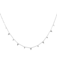 Collier composé d'une chaîne et de pampilles en forme de triangle en acier argenté. Fermoir mousqueton avec 5 cm de rallonge.