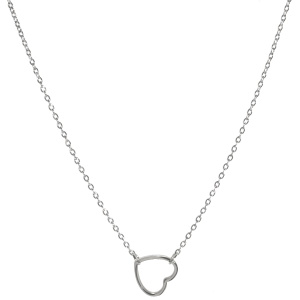 Collier composé d'une chaîne et d'un pendentif en forme de cœur en acier argenté. Fermoir mousqueton avec 5 cm de rallonge.