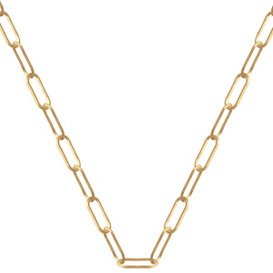 Chaîne maille rectangle en acier doré.