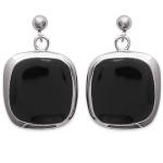 Boucles d'oreilles en acier et imitation onyx.