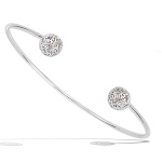 Bracelet jonc avec boules ajourées en argent 925/000 rhodié.