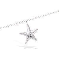 Bracelet composé d'une chaîne et d'une étoile de mer en argent 925/000 rhodié. Fermoir mousqueton avec anneaux de rappel à 16 et 18 cm.