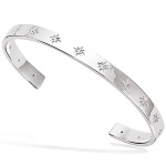 Bracelet jonc en argent 925/000 rhodié avec étoiles en oxydes de zirconium.