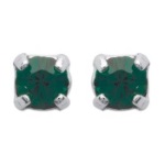 Boucles d'oreilles en argent 925/000. Cristal vert emeraude.