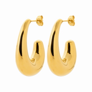Boucles d'oreilles créoles ouvertes en acier chirurgical 316L doré.