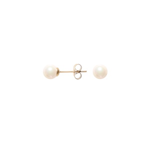 Boucles d'oreilles puces en acier doré surmontées d'une perle d'imitation.