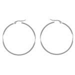 Boucles d'oreilles créoles en acier argenté. Fil rond.